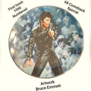 1990 "Elvis Presley" First Issue 8.5” Delphi Plate Artwork Bruce Emmett Shook Up